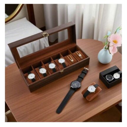 Θήκη Ρολογιών 6 Θέσεων καφέ