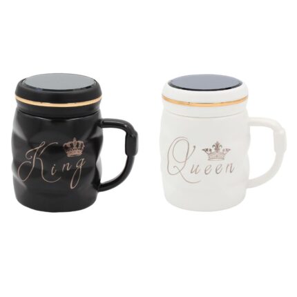 Κούπες κεραμικές σετ 360 ml Φ8,5Χ11,5 εκ. με καπάκι καθρέπτη