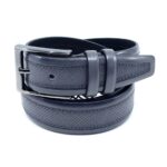 ΔΕΡΜΑΤΙΝΗ ΖΩΝΗ 3.5 CM ΔΙΧΡΩΜΗ ΜΑΥΡΟ ΜΕ ΓΚΡΙ