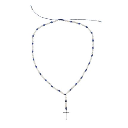 Ροζάριο με λάβα λευκή και αιματίτη