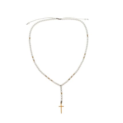 Ροζάριο με όνυχα λευκό και αιματίτη