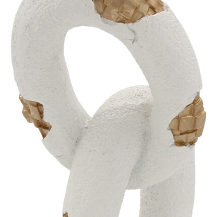 Διακοσμητικό Polyresin 12Χ10Χ24 εκ. Κρίκοι Λευκό Χρυσό