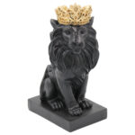 Διακοσμητικό Polyresin 14Χ9,5Χ25 εκ. Λιοντάρι Μαύρο Χρυσό